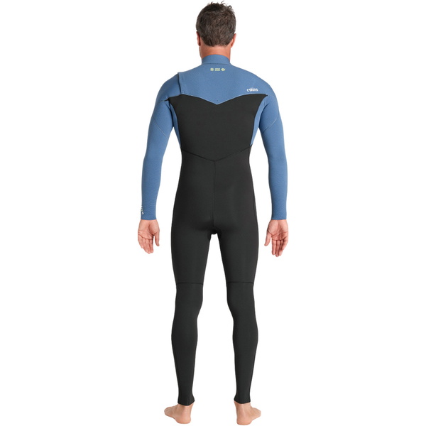 2026 C-Skins Hommes Nuwave Session 3/2mm Chest Zip Combinaison Néoprène C-NSE32MCZ - Black / Steel Blue X / Lime